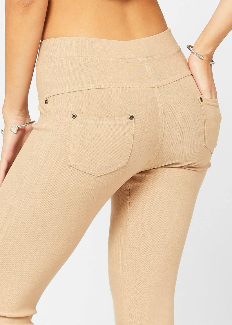Conceited Capri Leggings - Jeggings for Women with Pockets - High Waist - Tummy Control Shaping - Regular and Plus Size - Beige Nude - Large - X-Large - Image 4
